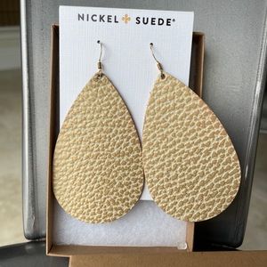 EUC Nickel and Suede Large Metallic Gold earrings